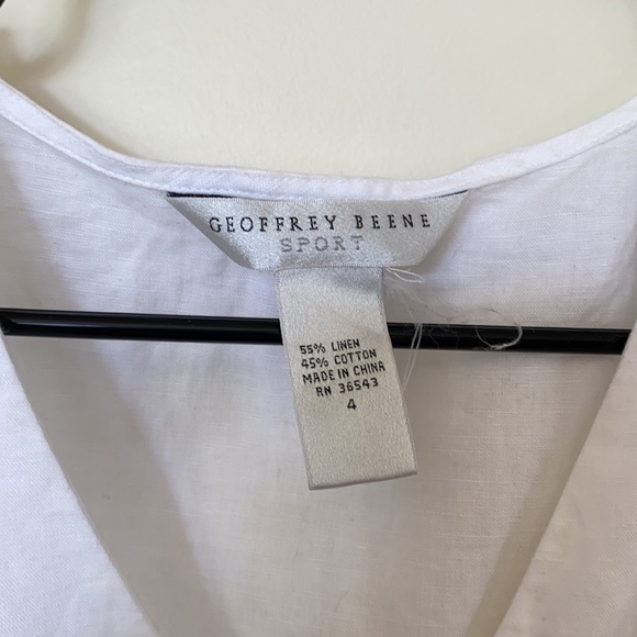 White linen Geoffrey Beene shirt - Picture 2 of 2